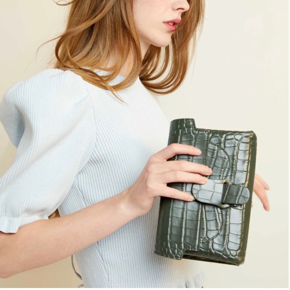 SENREVE Aria Green Leather Croc-Embossed Belt Bag - Picture 3 of 16